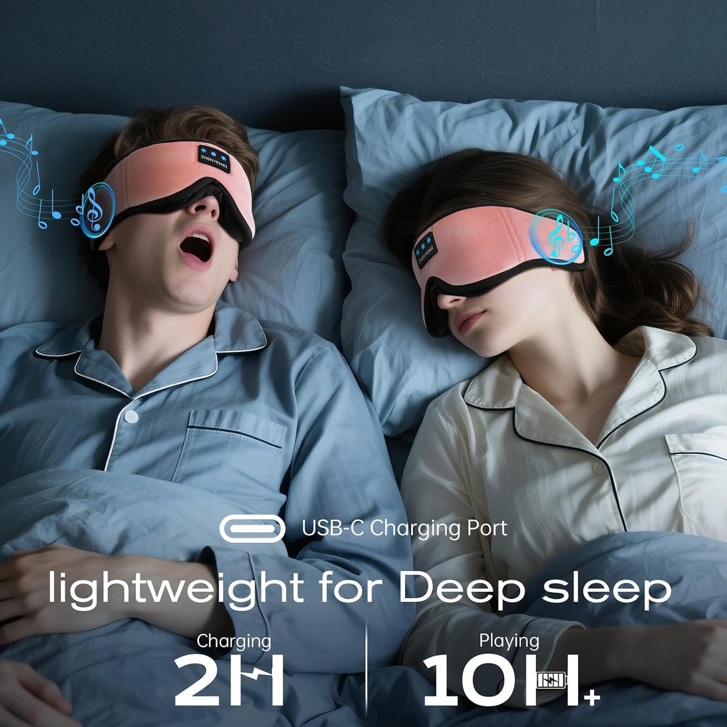 Sleep Mask with Bluetooth 5.4 Headphones, Removable 3D Eye Cups, Timing Sleeping Headphones for Side Sleepers, Wireless Music Eye Mask Speakers for Men, Women, Tech Gifts, Pink