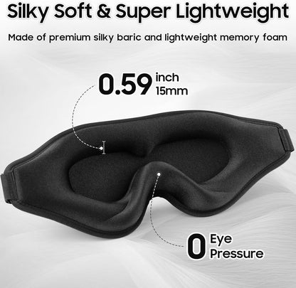 Sleep Mask - Total Blackout 3D Sleeping Mask, Super Lightweight & Silky Soft Eye Mask for Sleeping, Fully Adjustable Fit for Home, Office, Traveling, Meditation, Yoga, Pink