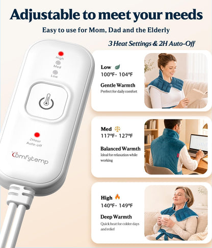 Comfytemp Heating Pad for Back Neck Shoulders, Weighted Electric Heated Pad