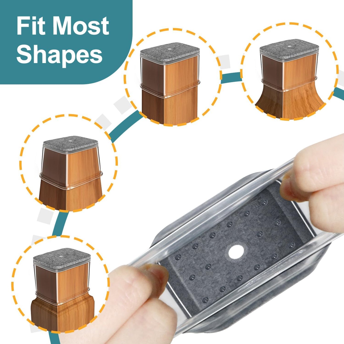 Ansible 24 Pcs Chair Leg Floor Protectors Square | Silicone Felt Furniture Leg Pads Caps Covers for Hardwood Floors (Fit:1-1/16" to 1-5/8")