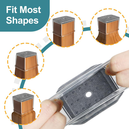Ansible 24 Pcs Chair Leg Floor Protectors Square | Silicone Felt Furniture Leg Pads Caps Covers for Hardwood Floors (Fit:1-1/16" to 1-5/8")