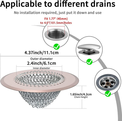 TRAPMATE Shower Drain Hair Catcher, 4.4" Anti-Clogging Bathtub Drain Cover | Easy Flip Cleaning, Traps Hair with Fast Drainage, Anti-Slip Drain Protector Fits Regular & Pop-up Drains (Patented Product)