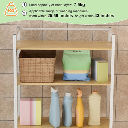 Over Washer and Dryer Storage Shelves for Washer Dryer Countertop, Laundry Room Storage Organizer, Over the Toilet Shelf Suit Washing Machine Width Within 25.59", Hold 50lbs 【Ship from US】