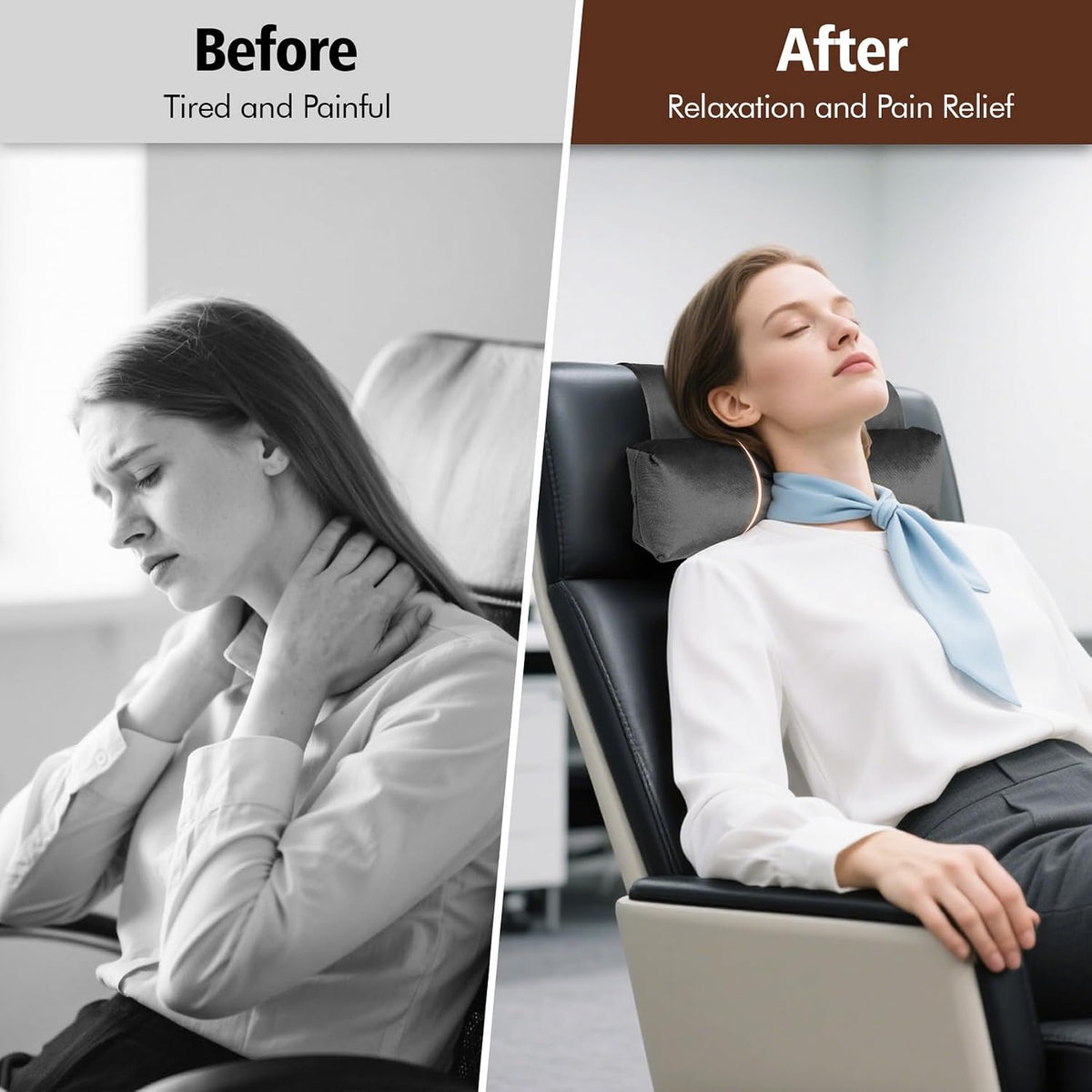 WdFour Velvet Neck & Head Pillow for Recliner Chair, Small Ergonomic Cervical Support Pillow for Home, Office and Travel, Non-Slip Cushion for Tension Relief & Shoulder Comfort (Chocolate)