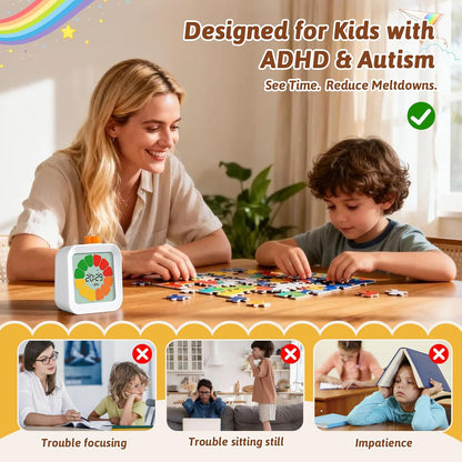 EooCoo School Supplies for Kids Visual Timer for ADHD & Autism, Digital Countdown Timer with Smiley Face-Style Visual Time Progress, Easy Time Management Tool, Classroom Learning & Home Daily Routines