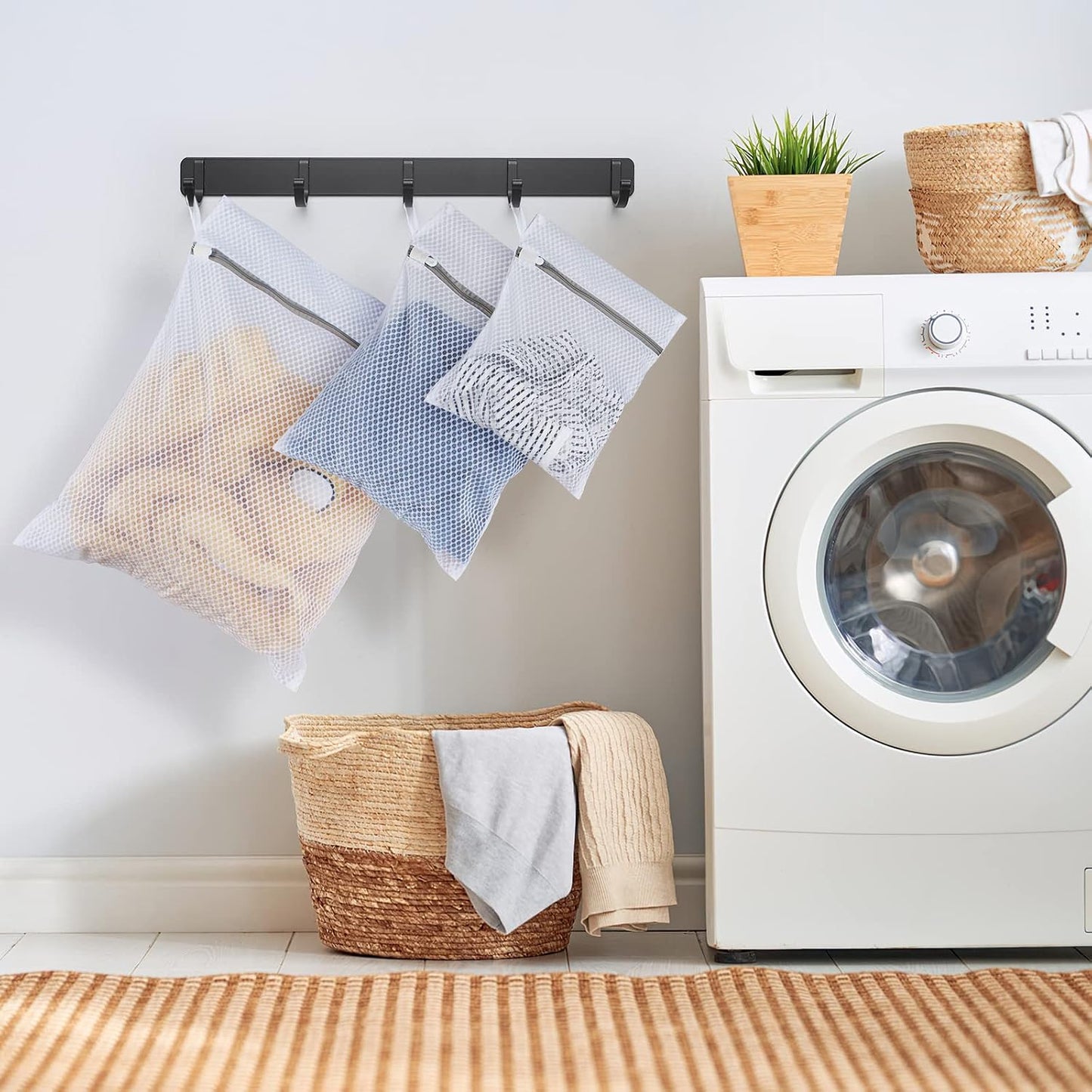 10 Pack Mesh Laundry Bags for Delicates with Non Rust Zipper- MDSXO White Laundry Bags Mesh Wash Bags, Easy Fit Bra, Sock,Lingerie,Sneaker,Baby Laundry for Washing Machine Travel Storage[1XL/3L/3M/3S]