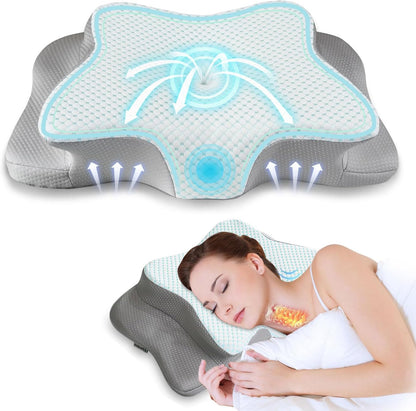 Pain Relief Cervical Pillow for Neck Support, Adjustable Ergonomic Pillow | Cozy Sleeping, Odorless Orthopedic Memory Foam Pillow, Contour Bed Pillow for Side Back Stomach Sleeper