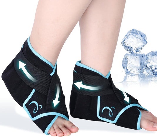 Comfytemp Ankle Foot Ice Pack Wrap for Plantar Fasciitis Relief, FSA Eligible HSA, Ankles Brace for Sprain Pain, Heel Spur, Swelling, Achilles Tendonitis, Hot Cold Gel Ice Pack for Injuries Reusable
