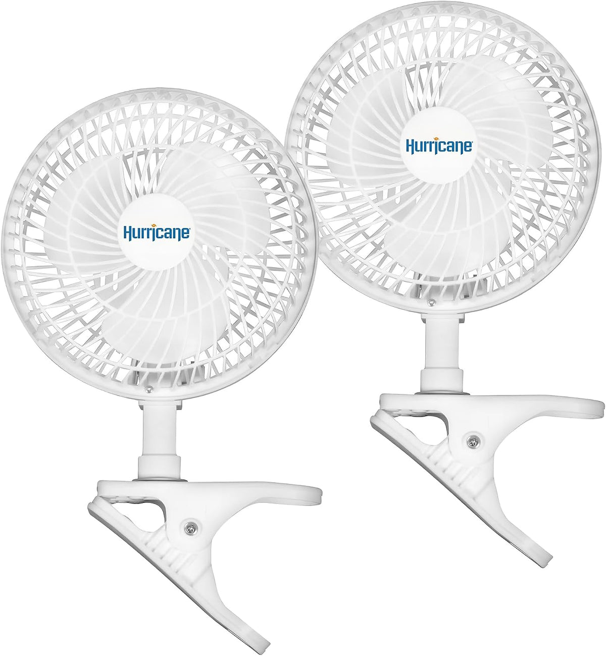 Hurricane 2-Pack Classic Clip-On Table Fan with 2 Quiet Speeds, White, 6" - Portable Corded Electric Air Cooling Unit with 306 CFM and Adjustable Tilt for Desk, Shelf, Home, Office or Dorm Use