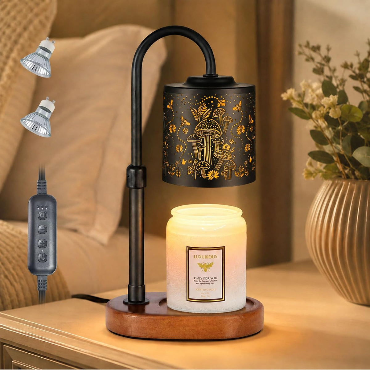 Dimmable Candle Warmer Lamp with Timer Adjustable Height for Scented Jar Candles Electric Candle Wax Melt Warmer for Home Decor Christmas Birthday Gifts for Women Mom(Hummingbird)