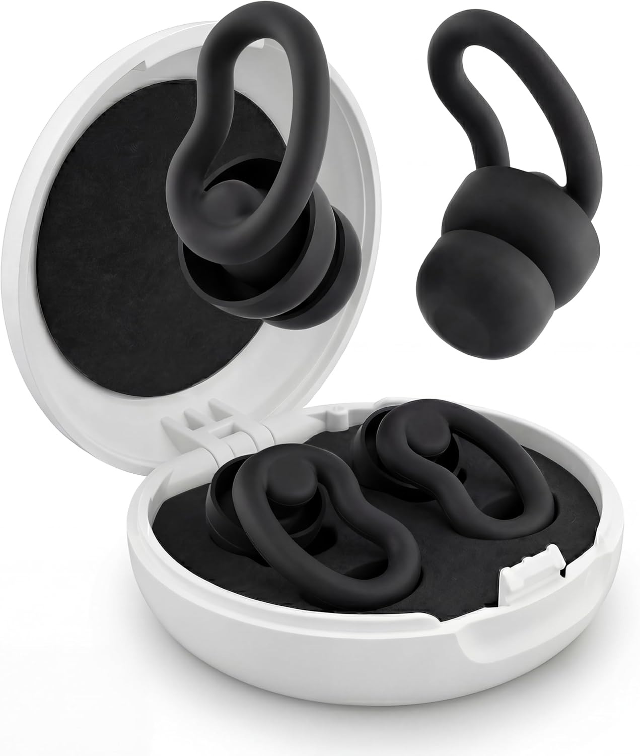 Ear Plugs for Sleeping, 2 Pairs Reusable Ear Plugs for Side Sleepers, 6 Sizes Silicone Ear Tips (Single & Dual Layer) 30dB Noise Reduction for Snoring, Travel & Focus