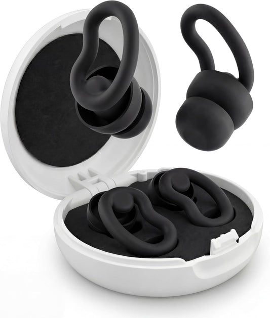 Ear Plugs for Sleeping, 2 Pairs Reusable Ear Plugs for Side Sleepers, 6 Sizes Silicone Ear Tips (Single & Dual Layer) 30dB Noise Reduction for Snoring, Travel & Focus