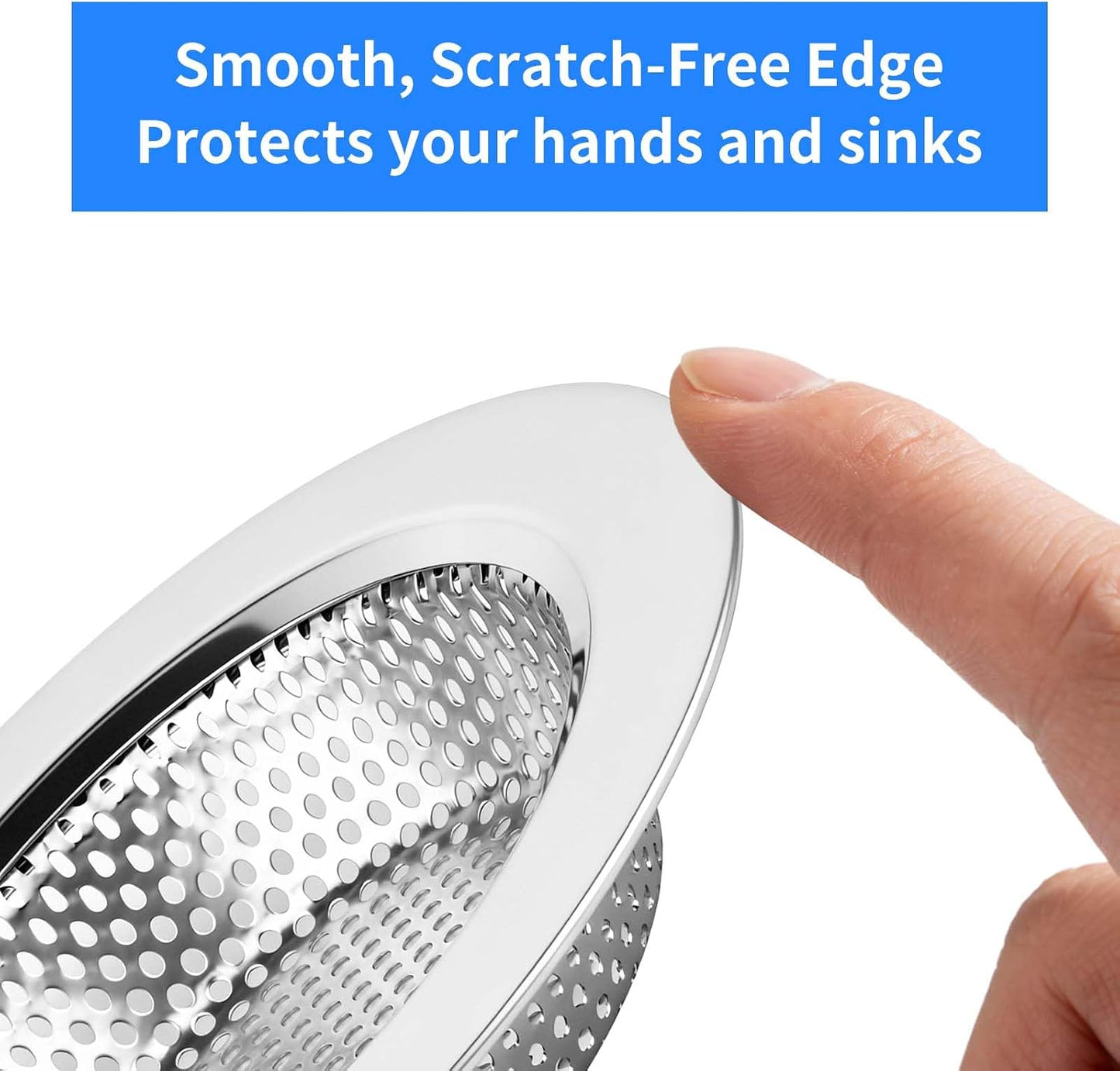 4PCS 4.4" Stainless Steel Kitchen Sink Drain Strainer Food Catcher | Wide Rim, Fine Mesh Filter Basket, Prevents Clogging, Catches Food Debris, Dishwasher Safe, Standard Kitchen Sink Accessories