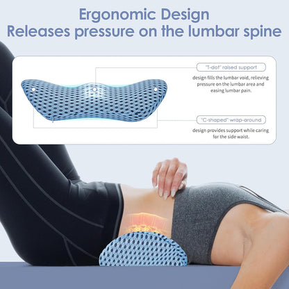 kasney Lumbar Support Pillow for Office Chair, Back Support Pillow, Gray | Memory Foam Lumbar Pillow for Low Back Pain Relief, Ergonomic Streamline Car Seat, Office Chair, Recliner and Bed