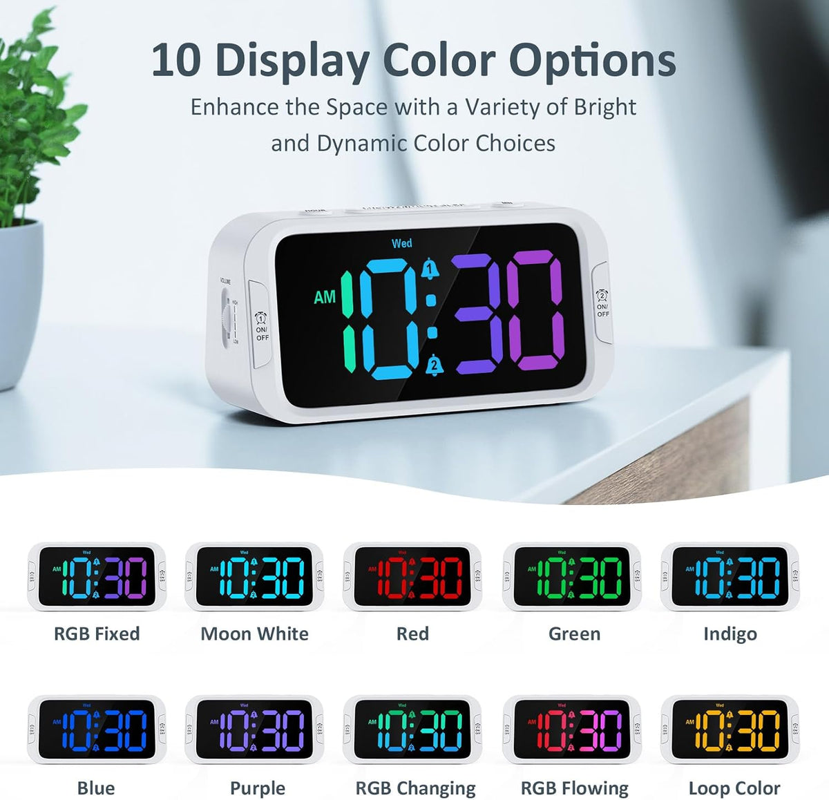 Odokee Digital Dual Alarm Clock for Bedroom with 0-100% Dimmable Display