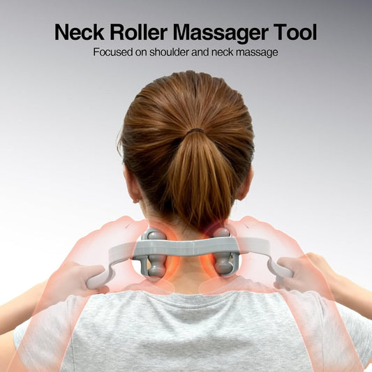 Neck Roller Massage Tool-Manual Neck Massager for Pain Relief Deep Tissue,6 Trigger Point Massager Ball for Neck&Shoulder Relaxer,Adjustable Opening,Ergonomic Grip