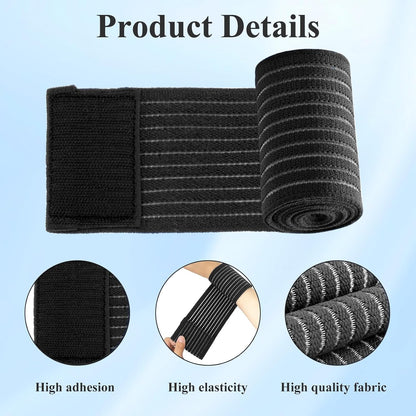 4-Pack Ice Pack Strap,Stretchable- 35.5"x3" Adjustable Hook and Loop Elastic Holder & Resuable Extender Belt for Secure Ice Pack Wrap, Blue