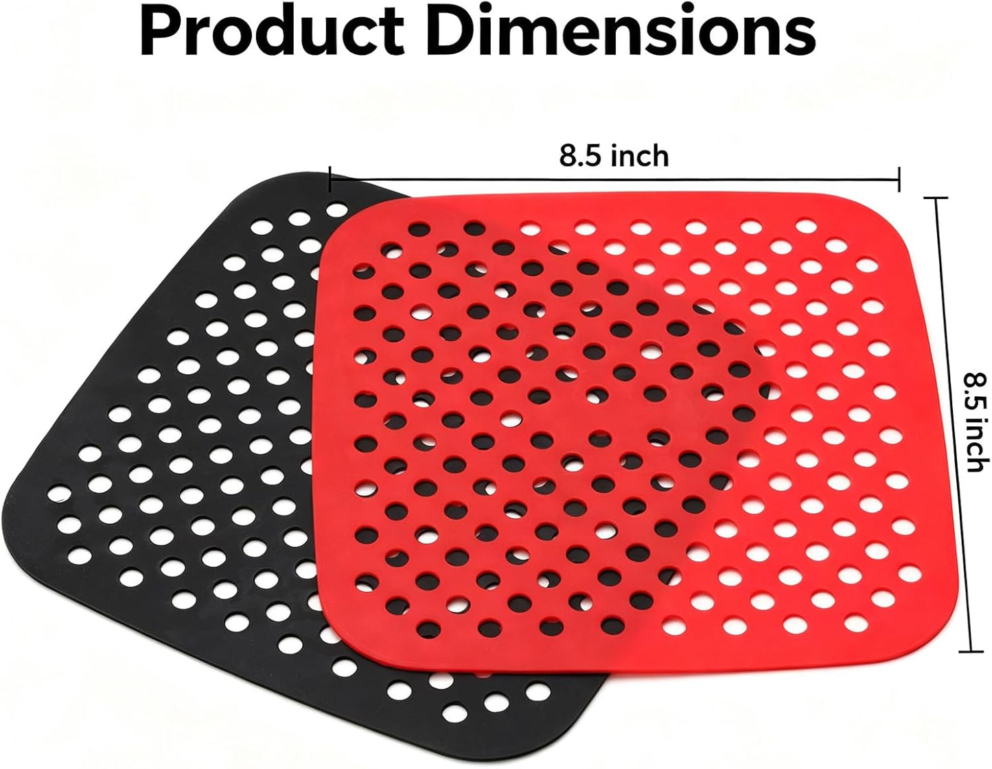 Air Fryer Silicone Liners,2 Pack 8.5 Inch Reusable Food-Grade Silicone Mat, Non-stick Heat Resistant Air Fryer Accessories