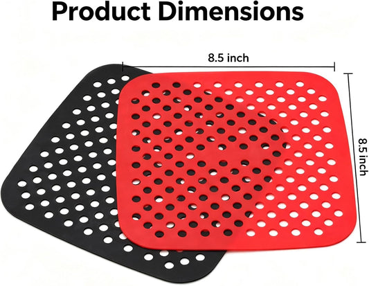 Air Fryer Silicone Liners,2 Pack 8.5 Inch Reusable Food-Grade Silicone Mat, Non-stick Heat Resistant Air Fryer Accessories