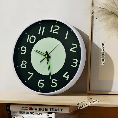 12'' Glow in the Dark Wall Clock,Silent & Easy to Read | Battery Operated Non-Ticking Easy to Install Analog Wall Clocks for Living Room Kitchen Office Bedroom