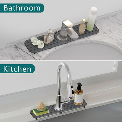 Water Absorbing Stone Kitchen Sink Mat Faucet Splash Guard for Bathroom | Quick Dry, Raised Feet, Diatomaceous Earth, Stone Faucet Mat, Sink Protector for Counter, Sink Accessories, Bathroom Decor
