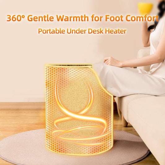 Under Desk Heater, Electric Foot Warmer for Office & Home, Quiet Portable Feet Warmer with Heated Floor Mat, Foot heater with Thermostat and Timer Indoor Use for Foot Leg Grey Cylindrical UEMUSI