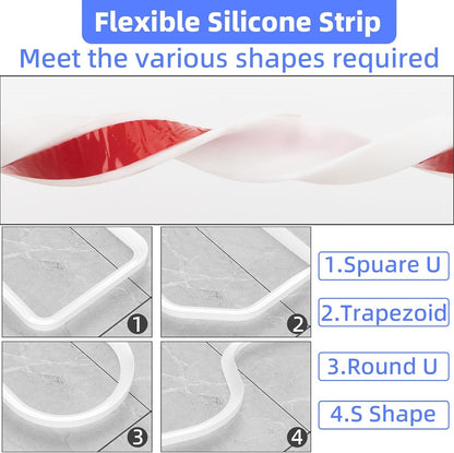 39 Inch Shower Threshold Water Dam Barrier,Transparent | Flexible Silicone Shower Door Bottom Seal for Water Stopper,Self Adhesive Water Blocker for Bathtub Countertop