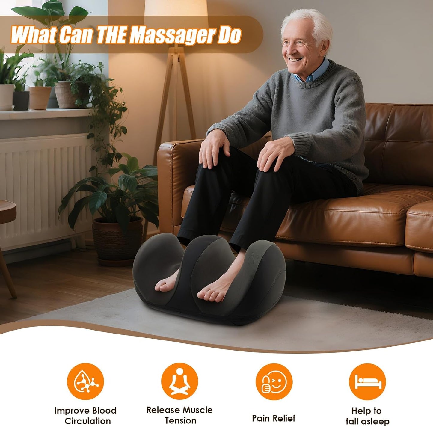 Shiatsu Foot Massager, Foot and Calf Massager with Heat, Black | 3 Intensity Levels, Heating, Auto Shut Off, for Feet, Calves, Arms and Ankles, for Plantar Fasciitis, Pain Relief