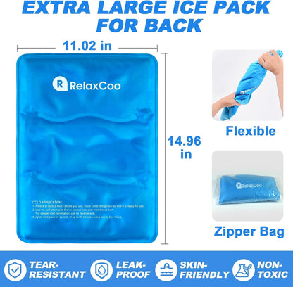 RelaxCoo Large Flexible Ice Pack for Injuries Reusable Gel, 11x14.5 Inches, Cold Compress for Hip, Shoulder, Knee, Back Pain, Swelling, Bruises, Surgery