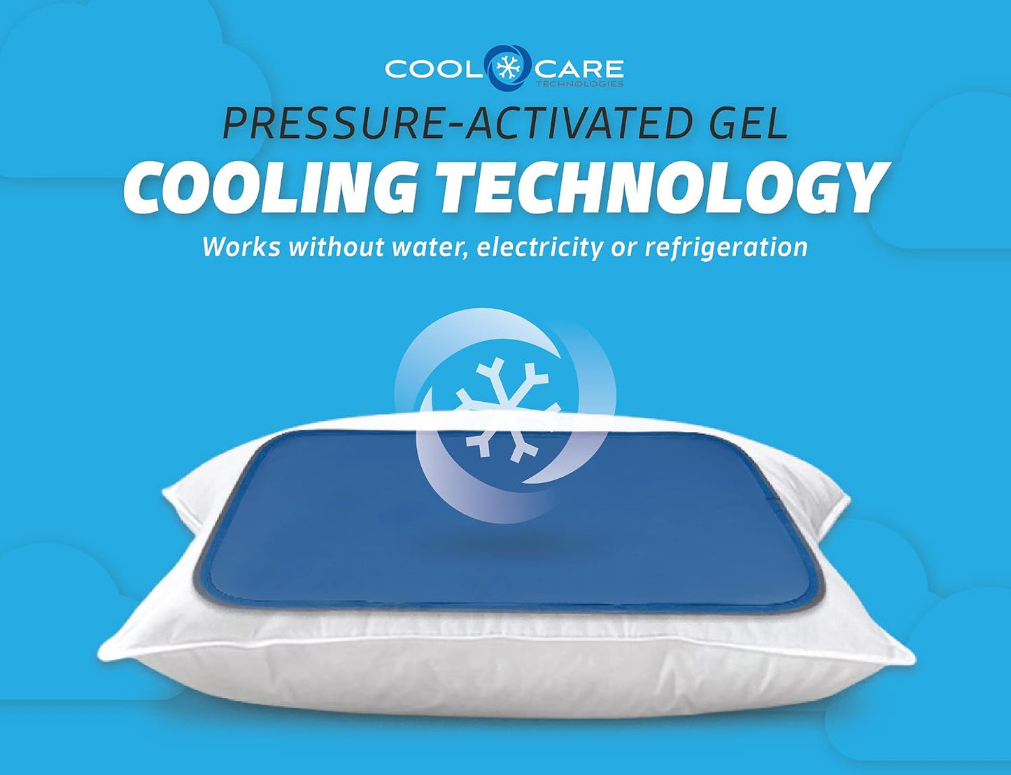 Cool Care Technologies Cooling Pad for Bed - Pressure Activated Gel Provides Instant Relief - Ideal for Fevers, Hot Flashes, Night Sweats