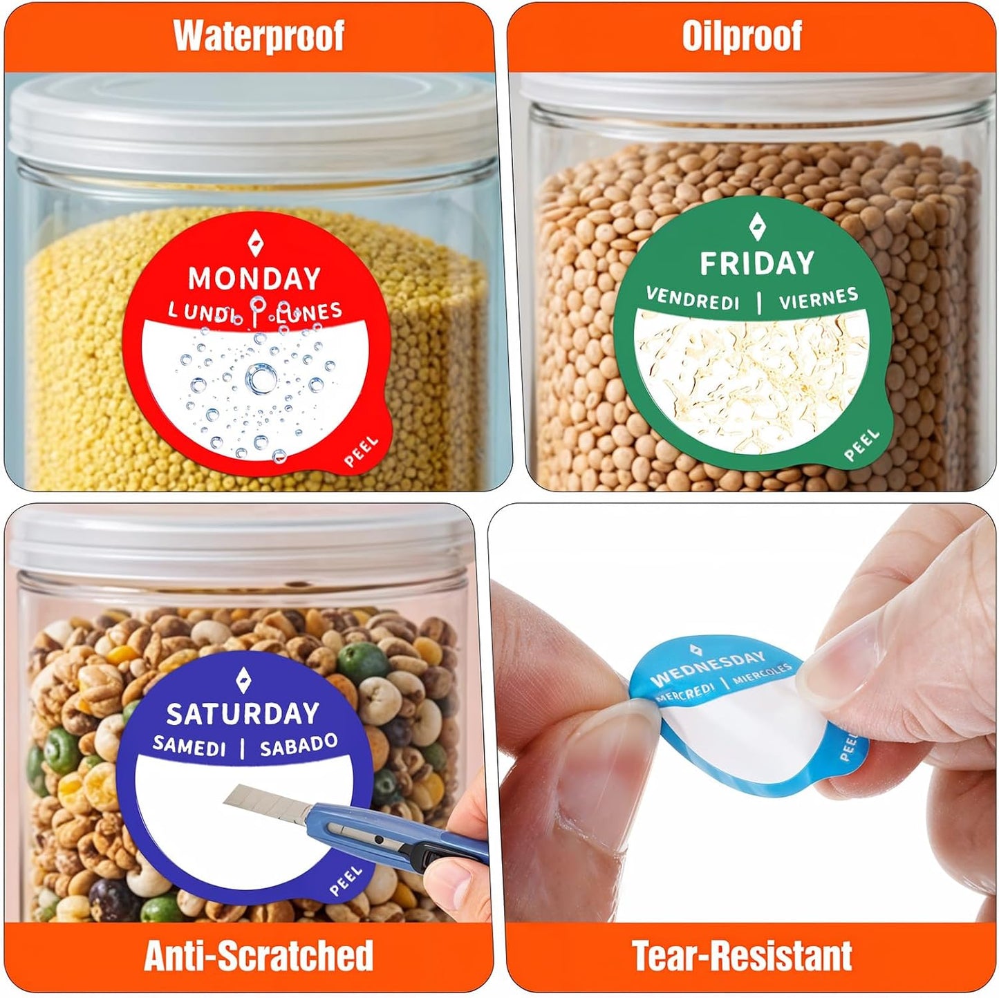 7 Rolls Day Dots Food Labels, 1 Inch 7000 Pcs Removable Date Stickers for Food, Day Labels for Restaurant Kitchen Containers, Self Adhesive Days Dot Sticker
