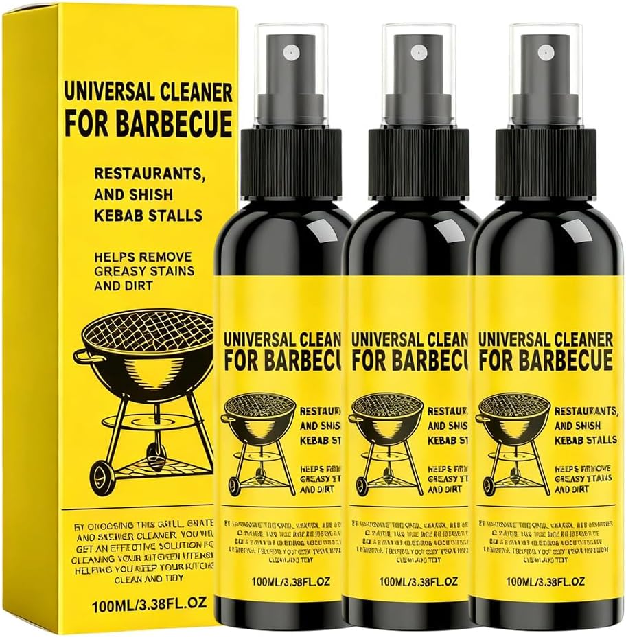 Grill Cleansing Spray, BBQ Cleaner Multi Purpose Kitchen Degreaser, Oven Stove Air Fryer Cleaning Fluid for Stubborn Burnt Grease Stains Indoor Outdoor Home Cooking Surfaces
