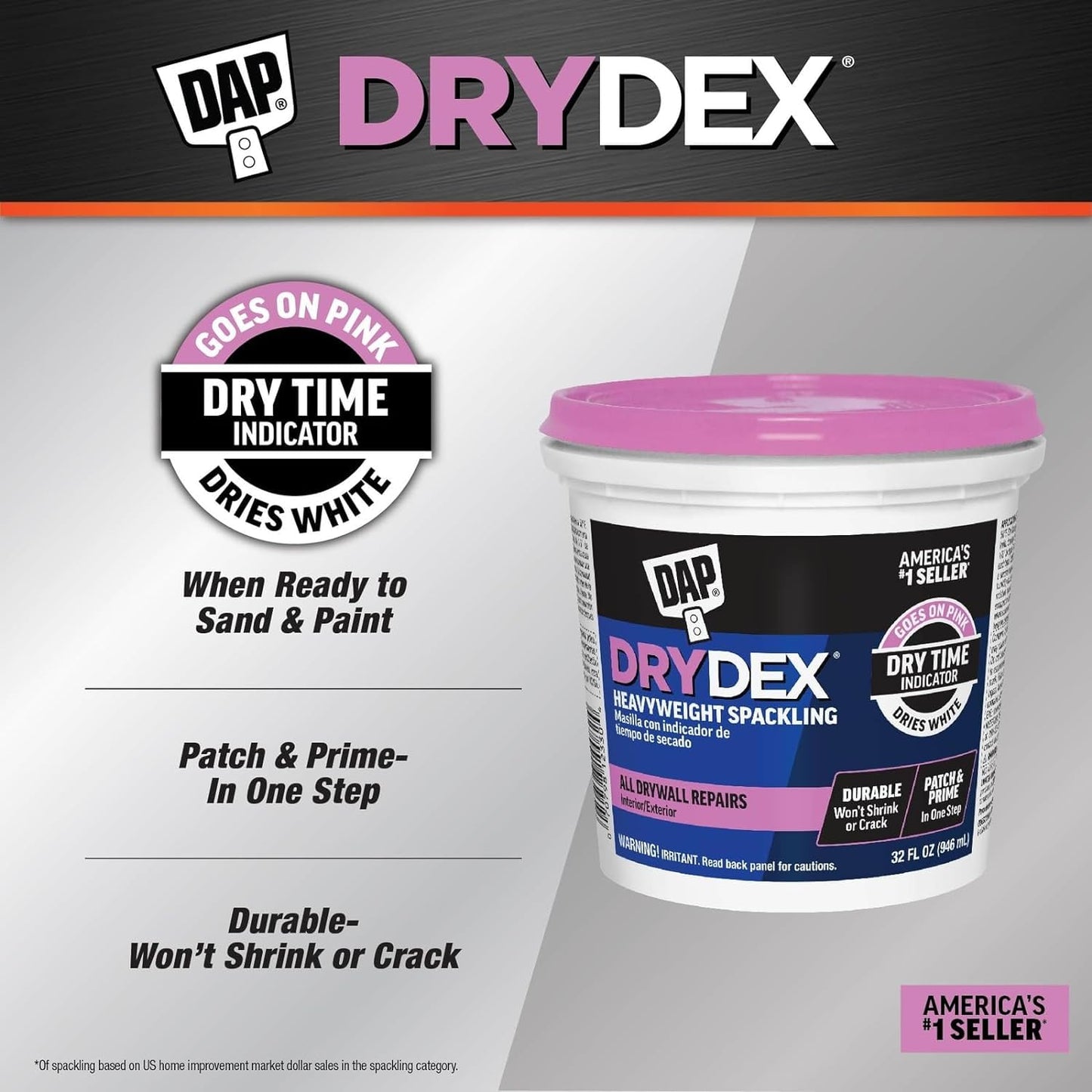 DAP DryDex Dry Time Indicator Spackling, Pink/White, 32 Oz (7079812330)