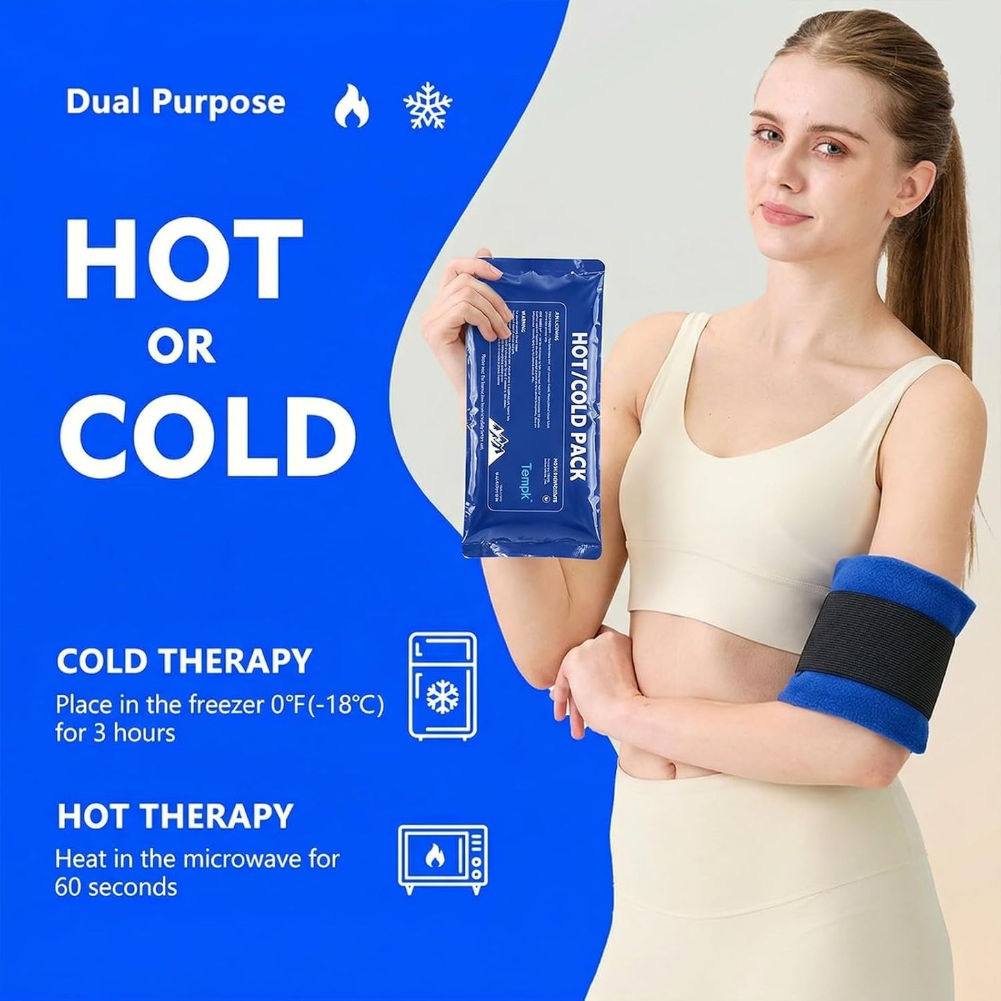 Reusable Hot and Cold Ice Packs for Injuries Long Lasting Reusable Gel Wraps for Shoulder Back Knee Joint Pain Muscle Soreness and After Surgery 3pcs with Strap 10.5"x4.3"x1.2"