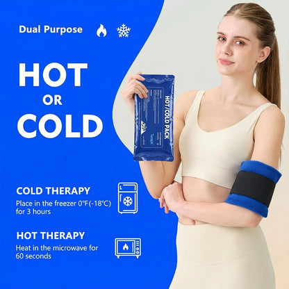 Reusable Hot and Cold Ice Packs for Injuries Long Lasting Reusable Gel Wraps for Shoulder Back Knee Joint Pain Muscle Soreness and After Surgery 3pcs with Strap 10.5"x4.3"x1.2"