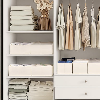 Drawer Organizer Clothes, 10 Pack Dresser Organizer for Baby Clothes, Underwear, Sock- Foldable Closet Organization and Storage Dividers Bins for Nursery, Bedroom (Beige)