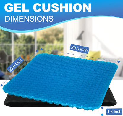 Gel Seat Cushion for Long Sitting - 16.5" x 14.5" x 2.4" (Extra Thick＆Soft)