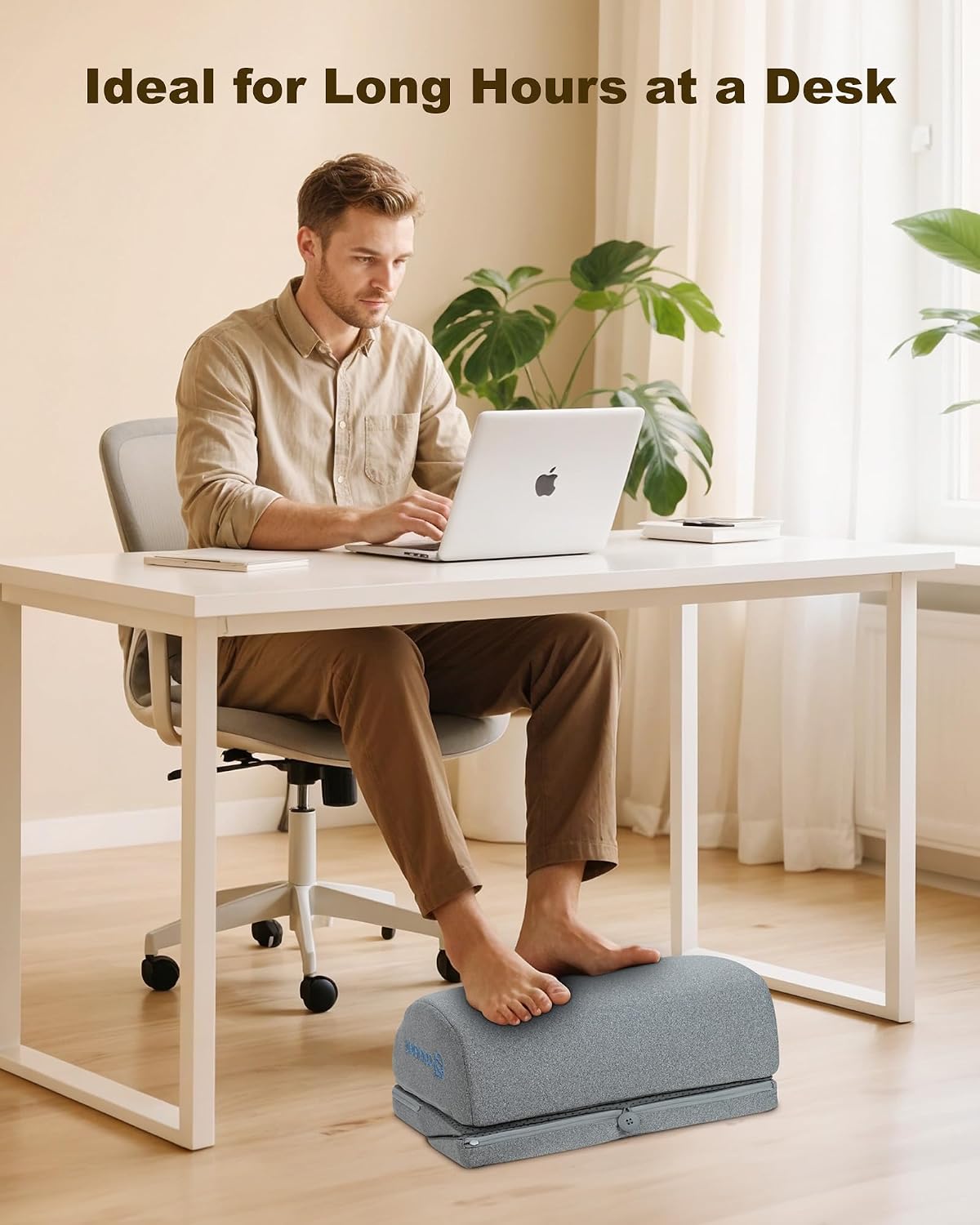 Comfier Under Desk Foot Rest at Work with Heat,Vibration,3 Height Under Desk Foot Rest for Office Chair，Foot Heater Foot Warmer, Ergonomic Heated Footrest,Gaming Chair Footstool,Computer Desk Use