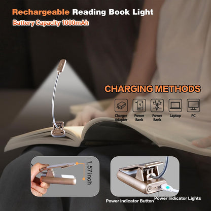 VAVOFO Rechargeable Reading Light, Clip on Book Light for Reading in Bed