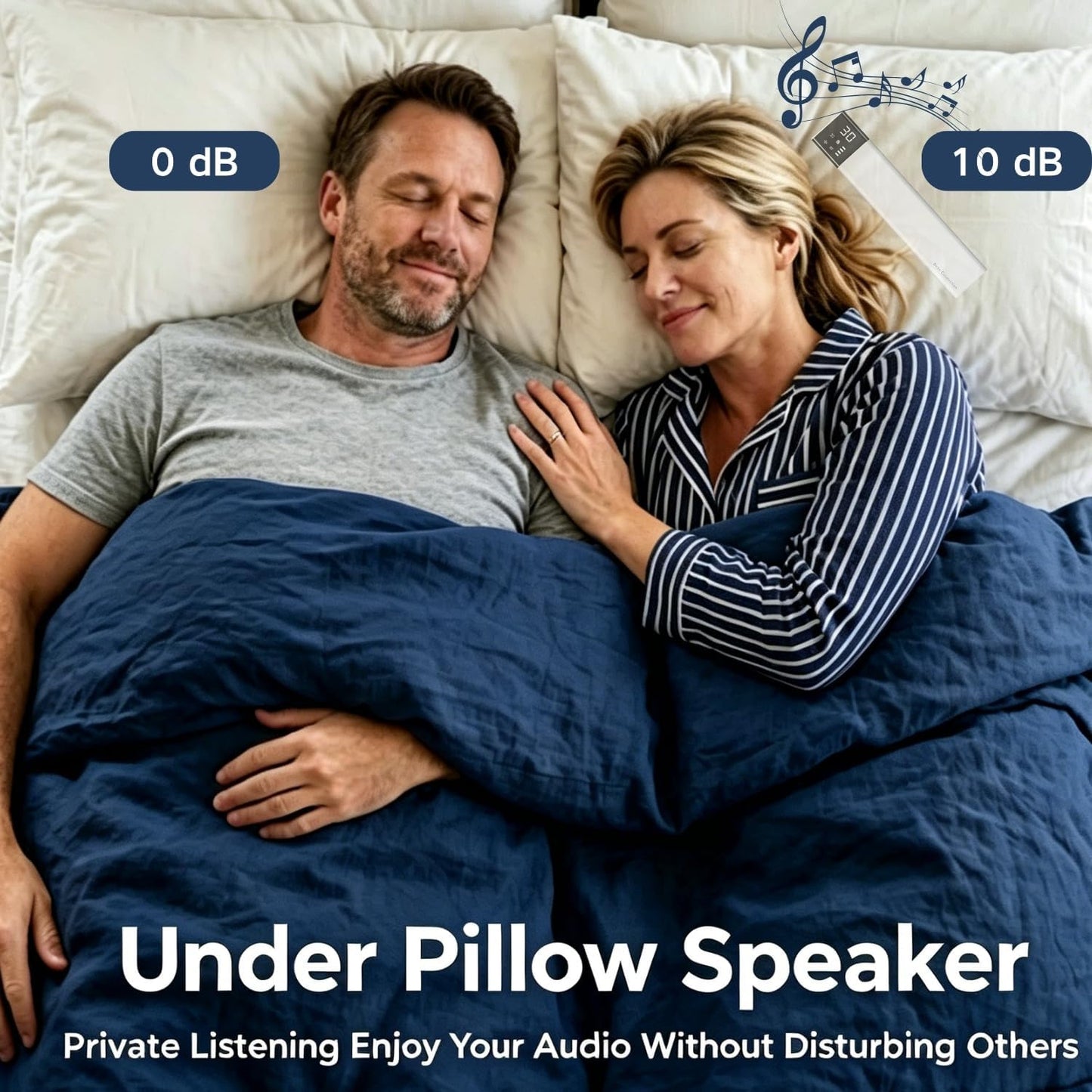 Under Pillow Speaker for Sleeping, Bone Conduction Sleep Speaker for Side Sleeper - 36 Built-in White Noises Natural Sounds, Wireless Bluetooth, TF Card Slot, Auto Off Timer, Portable Bedside Device
