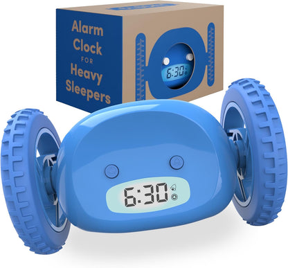 CLOCKY Alarm Clock on Wheels – Loud Rolling Alarm Clock for Heavy Sleepers | Runaway Clock that Jumps & Runs to Wake You Up | Funny Unique Gift for Adults, Teens & Kids Bedrooms (Black)