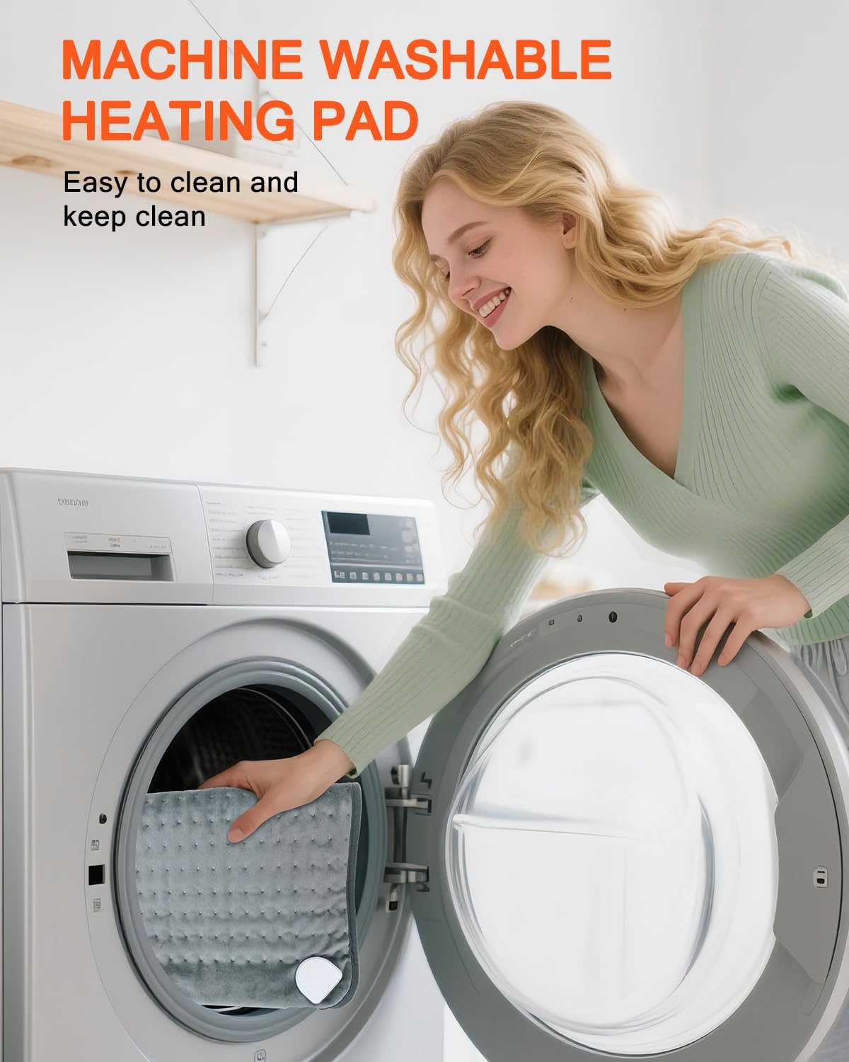 Electric Heating Pad for Back with Adjustable Belt, Moist Heat for Cramps | 12"X24"+26" Large Size, Hands-Free Wear, 6 Heat Levels, 4 Timers, Auto Shut Off, Machine Washable, Gift For Women & Men