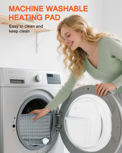 Electric Heating Pad for Back with Adjustable Belt, Moist Heat for Cramps | 12"X24"+26" Large Size, Hands-Free Wear, 6 Heat Levels, 4 Timers, Auto Shut Off, Machine Washable, Gift For Women & Men