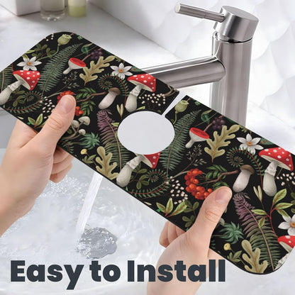 Abstract Flower Blooming Floral Watercolor Kitchen Sink Splash Guard Faucet Mat Super Absorbent Fast Drying Mat Sink Gadgets-Fast Drying Pad Sink Mat For Kitchen Bathroom (15" X 5.5" )