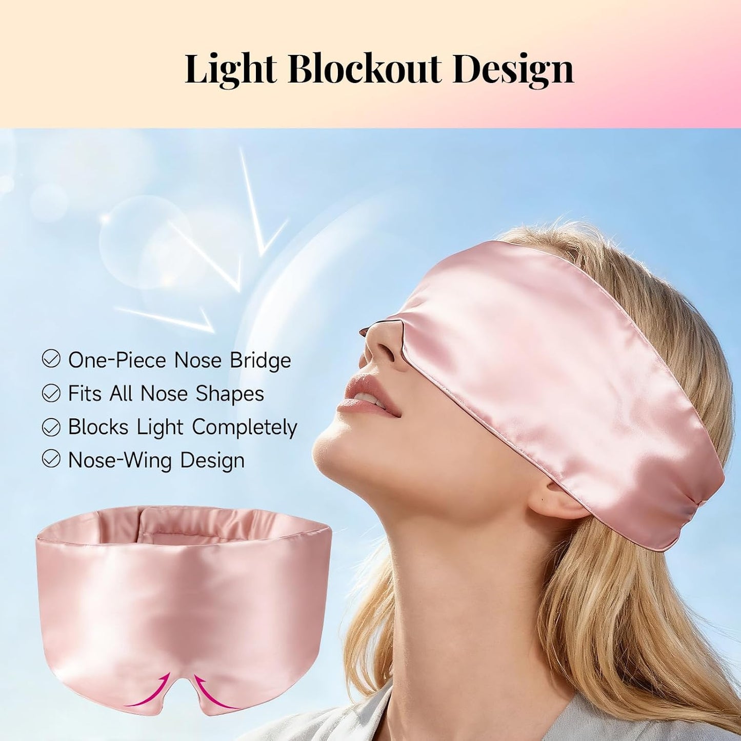Silk Sleep Mask – 100% Mulberry Silk Eye Mask for Sleeping, Soft Slip Feel, Adjustable Headband, Blackout for Side Sleepers, Men & Women | Soft Slip Feel, Adjustable Headband, Blackout for Side Sleepers, Men & Women