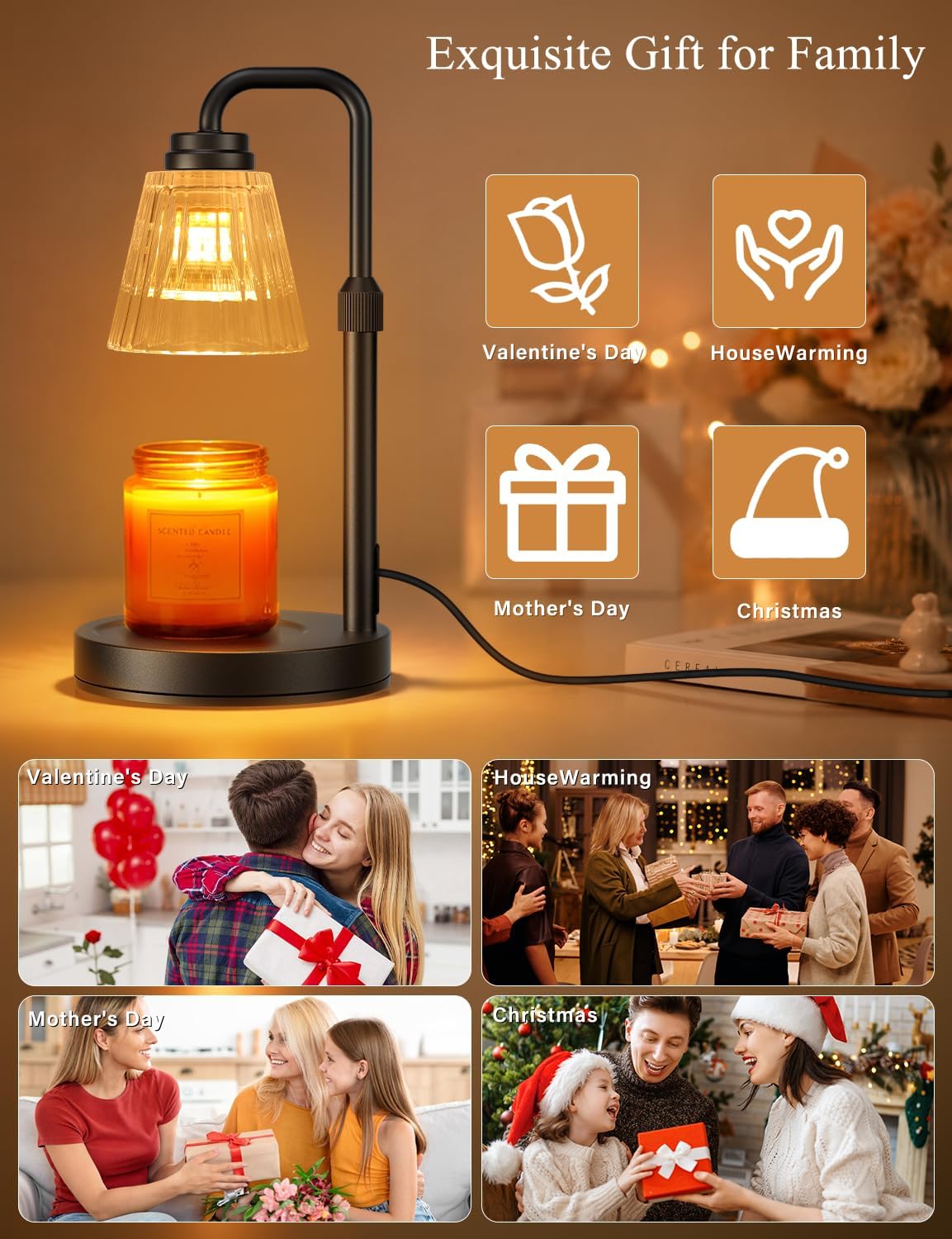Candle Warmer Lamp with Timer Dimmable, Adjustable Lamp Candle Warmer, Birthday Gifts for Women Mom, Wax Warmer Lamp for Scented Jar, House Warming Gifts New Home Decor