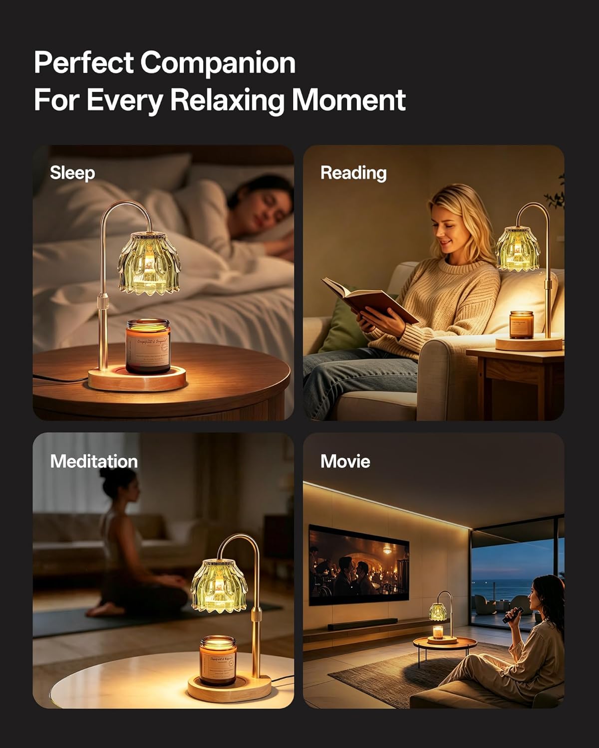 Homelist Candle Warmer Lamp with Timer Dimmer, Electric Wax Melter Warmer | Flower Adjustable Height Candle Warmer with 2 GU10 Bulbs for Women/Sister/Mom, Gifts for Birthday/Mother Day, Home Decor