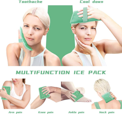Gel Ice Packs for Injuries Reusable 2 Packs Hot Cold Gel Wrap with Strap
