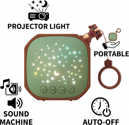 White Noise Sound Machine Baby with Star Projector | Portable Sleep Aid Lullaby Music for Baby Sleeping | Soothing Sound Machine for Nursery, Car Travel, Bedroom Crib, Kids Gifts (Puppy)