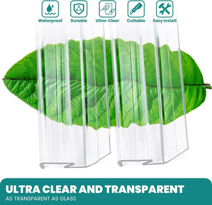 Bathroom Shower Glass Door Bottom Seal Strip, 2PCS 36 Inch Long Clear PVC Seal Strips for 5/16"(8mm) - 3/8"(10mm) Thick Framless Glass Door Panel